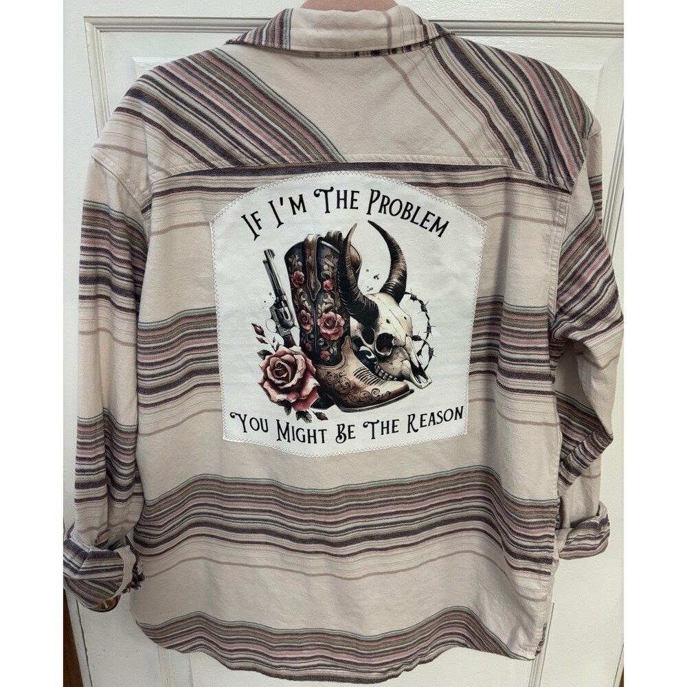 Morgan Wallen If I’m The Problem You Must…..Upcycled Flannel Shirt Men’s Size XL